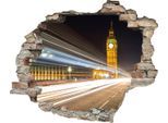 Wandtattoo QUEENCE "Big Ben", grau, B:60cm H:50cm T:0,1cm, Wandtattoos, Wandtattoo, Wandsticker, Wandbild, selbstklebend, 3D, Wanddurchbruch