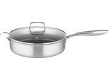 Schmorpfanne GSW "Inoxxa Black Ø 28 cm", silber (edelstahlfarben), H:7cm Ø:28cm, Pfannen, Schmorpfanne, Dreischicht-Material, Antihaft-Versiegelung, Wabenstruktur, Induktion