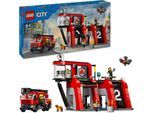 Konstruktionsspielsteine LEGO "Feuerwehrstation mit Drehleiterfahrzeug (60414), LEGO City", bunt, Spielbausteine, Kinder, Kunststoff, Konstruktionsspielsteine, Made in Europe