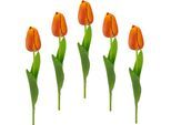 Kunstblume I.GE.A. "Real Touch Tulpen", orange, B:4cm H:67cm L:4cm, Kunstpflanzen, Kunstblume, 5er Set künstliche Tulpenknospen, Kunstblumen, Stielblume