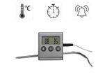 Bratenthermometer XAVAX "Digitales Bratenthermometer mit Timer, Fleischthermometer", silber, Edelstahl, Temperaturmessgeräte, Bratenthermometer