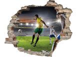 Wandtattoo QUEENCE "Fußball Schuss", bunt, B:60cm H:50cm T:0,1cm, Wandtattoos, Wandtattoo, Wandsticker, Wandbild, selbstklebend, 3D, Wanddurchbruch