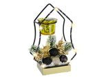 Teelichthalter I.GE.A. "LED-Kerzenhalter", gold, B:14cm H:21cm, Metall, Kerzenhalter, Teelichthalter, mit Glaseinsatz Tannenzweigen Beeren Weihnachtsdeko Kerzenständer