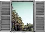 Wandtattoo QUEENCE "Allee", grün, B:80cm H:60cm T:0,1cm, Wandtattoos, Wandtattoo, Wandsticker, Wandbild, selbstklebend, 3D, Fenster