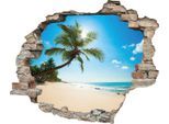 Wandtattoo QUEENCE "Paradies", blau, B:60cm H:50cm T:0,1cm, Wandtattoos, Wandtattoo, Wandsticker, Wandbild, selbstklebend, 3D, Wanddurchbruch