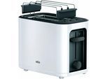 BRAUN Toaster "PurEase HT 3010 WH - 2 Schlitze, 7 Stufen, Auftau- Aufwärmfunktion", weiß, B:25cm H:24cm T:15cm, Toaster, 1.000 W, Kunststoff, Automatische Abschaltung, Brötchenaufsatz, Toaster