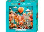 Puzzle HEYE "Townscape / Paper-Like", bunt, Puzzles, KinderB:65cm H:65cm, Pappe, Motiv, Puzzle, Made in Germany, B:65cm H:65cm