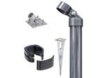 Eckpfosten ALBERTS "Fix-Clip Pro", grau (anthrazit), H:81cm, Stahl, Zaunpfosten, Eckpfosten, für Maschendrahthöhe 81 cm, zum Aufschrauben