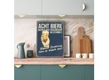 Metallbild QUEENCE "Acht Biere Spruch Stahlschild Blechschild", blau (farbe bild(er): blau), B:20cm H:30cm T:0,2cm, Blech, Metall, Bilder, Metallbild, 20x30x0,2cm - mit 4 Lochbohrung
