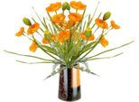 Kunstblume I.GE.A. "Mohnblumenbusch in Vase aus Keramik", orange, B:26cm H:47cm L:14cm, Polyester, Kunstpflanzen, Kunstblume, Blumen Mohnblume Mohn Mohnbusch Bouquet Strauß Seidenblumenstrauß