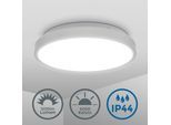 B.K.LICHT LED Deckenleuchte "LED Bad-Deckenlampe, Silberfarbig", silber, 1, Ø 29cm H: 7cm, 1 Stk., Leuchten, 12W, 1.200lm, 4.000K, IP44, Ø29cm, LED Deckenleuchte