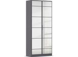 Drehtürenschrank RAUCH "Kleiderschrank Schrank Garderobe Schlafzimmerschrank ACERO", grau (graumetallic), B:91cm H:210cm T:41cm, Holzwerkstoff, Schränke, Drehtürenschrank, Spiegelfront in moderner Loft-Optik MADE IN GERMANY