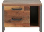 Nachtkonsole FORTE "Clif", grau (betonoptik dunkelgrau, old vintage wood), B:62cm H:42cm T:42cm, Sideboards, Nachtkonsole, mit 1 offenem Fach und 2 Schubkästen