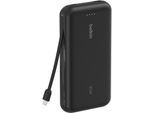 BELKIN Powerbank "BOOST CHARGE 20K mit integriertem Kabel 20.000mAh", schwarz, 7,4 V 20mAh, Akkumulatoren, Powerbank