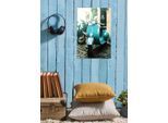 Metallbild QUEENCE "Scooter", blau (farbe bild(er): blau), B:20cm H:30cm, Metall, Stahl, Bilder, Metallbild, Stahlschilder