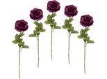 Kunstblume I.GE.A. "Rose", rot (burgund), B:11cm H:68cm, Obermaterial: 98% Polyester, 2% Kunststoff, Kunstpflanzen, Kunstblume, 5er Set
