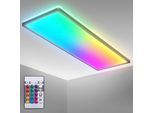 B.K.LICHT LED Deckenleuchte "BK_PL1555 RGBW Deckenlampe, LED Panel, mit Farbwechsel, Dimmbar", schwarz, 1, H: 3cm, 1 Stk., Leuchten, Ultraflach, mit Backlight, mit Fernbedienung, Schwarz, 58x20x3 cm, LED Deckenleuchte