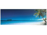 Poster REINDERS "Palme am Strand", blau (farbe bild(er): blau), B:158cm H:53cm, Papier, Bilder, Poster