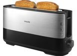 PHILIPS Toaster "HD2692/90", schwarz, B:44cm H:21,6cm T:15,5cm, Toaster, mit Aufwärm- und Auftaufunktion, integriertem Brötchenaufsatz, Toaster