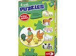 Puzzle NORIS "6 erste Puzzles - Bauernhoftiere", bunt, Puzzles, Kinder, Papier, Pappe, Puzzle