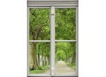 Wandsticker QUEENCE "Allee", grün, B:40cm H:60cm T:0,1cm, Wandtattoos, Wandsticker, Wandsticker, Wandbild, selbstklebend, 3D, Fenster