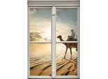 Wandsticker QUEENCE "Kamel in der Wüste", beige (natur), B:40cm H:60cm T:0,1cm, Wandtattoos, Wandsticker, Wandsticker, Wandbild, selbstklebend, 3D, Fenster