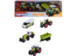 Spielzeug-Traktor MAJORETTE "Claas Farm 5 Pieces Giftpack", bunt, Spielzeugfahrzeuge, KinderT:7,5cm, Metall, Spielzeug-Traktor, T:7,5cm