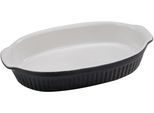 Auflaufform CREATABLE "Classic Black & White", schwarz (schwarz, weiß), B:19cm L:33,5cm, Steinzeug, Auflaufformen, Auflaufform, markantes Streifenrelief, außen schwarz, innen weiß, 33,5 x 19 cm