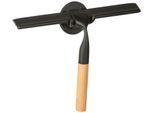 Duschabzieher WENKO "Bambusa", schwarz (schwarz, natur), B:24,3cm H:17cm L:3,5cm, Edelstahl, Wasserabzieher, Duschabzieher, 24 cm, aus Bambus und Edelstahl, Befestigen ohne Bohren