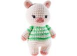 Kuscheltier HEUNEC "Crochi, Häkel-Freund Schwein", beige (creme, rosa, grün), Plüschfiguren, KinderH:15cm, Kuscheltier, H:15cm