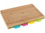 Schneidebrett WENKO "Modell Bella", bunt (braun, bunt), B:22,5cm H:2,3cm L:32,5cm, Bambus, Polypropylen, Schneidebretter, Schneidebrett, Küchenbrett mit Saftrille, inkl. 4 einzeln entnehmbaren Schneidematten