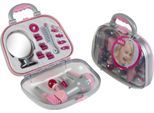 Spielzeug-Frisierkoffer KLEIN "Koffer mit Braun Fön und Zubehör", grau (grau, rosa), Rollenspielzeug, KinderB:28cm H:22cm T:11cm, Spielzeug-Frisierkoffer, B:28cm H:22cm T:11cm