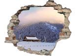 Wandtattoo QUEENCE "Almhütte", weiß, B:60cm H:50cm T:0,1cm, Wandtattoos, Wandtattoo, Wandsticker, Wandbild, selbstklebend, 3D, Wanddurchbruch