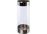 Bodenvase CREATIV DECO, transparent, H:40cm Ø:15cm, Glas, Vasen, Bodenvase, mit silberfarbenen Absetzungen