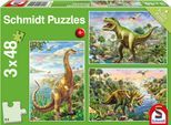 Puzzle SCHMIDT SPIELE "Abenteuer mit den Dinos", bunt, Puzzles, Kinder, Pappe, Motiv, Puzzle, 3x48 Teile