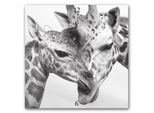 Wanduhr QUEENCE "Giraffen", grau, B:30cm T:30cm, Wanduhren, Wanduhr, eckig, Acrylglas, Tiermotiv, Giraffen