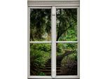 Wandsticker QUEENCE "Treppe im Wald", grün, B:40cm H:60cm T:0,1cm, Wandtattoos, Wandsticker, Wandsticker, Wandbild, selbstklebend, 3D, Fenster