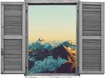 Wandtattoo QUEENCE "Berge", blau, B:80cm H:60cm T:0,1cm, Wandtattoos, Wandtattoo, Wandsticker, Wandbild, selbstklebend, 3D, Fenster