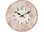 Wanduhr AMBIENTE HAUS "Rosen Wanduhr 28cm", rosa, B:28cm H:28cm T:3,5cm, Wanduhren, Wanduhr