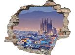 Wandtattoo QUEENCE "Stadt", bunt, B:60cm H:50cm T:0,1cm, Wandtattoos, Wandtattoo, Wandsticker, Wandbild, selbstklebend, 3D, Wanddurchbruch
