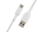 BELKIN USB-Kabel "USB-C/USB-A Kabel ummantelt, 1m", weiß, 100cmcm, Kabel, USB-Kabel
