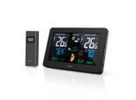 HAMA Wetterstation "Wetterstation Funk mit Außensensor Wettervorhersage USB-Ladefunktion", schwarz, Wetterstationen, Wetterstation
