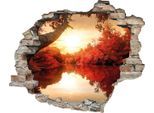 Wandtattoo QUEENCE "Fluss", bunt, B:60cm H:50cm T:0,1cm, Wandtattoos, Wandtattoo, Wandsticker, Wandbild, selbstklebend, 3D, Wanddurchbruch