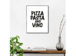 Bild mit Rahmen REINDERS "Pizza, Pasta and Vino", schwarz (farbe bild(er): schwarz), B:40cm H:50cm T:1,6cm, Holzwerkstoff, Bilder, Bild mit Rahmen