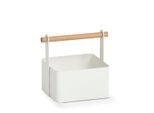 Organizer ZELLER PRESENT, weiß, B:13cm H:16cm T:14,3cm, Metall, Aufbewahrungsboxen, Organizer, Aufbewahrungskorb aus Metall/Holz, im Scandi Design