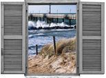 Wandtattoo QUEENCE "Küste", bunt, B:80cm H:60cm T:0,1cm, Wandtattoos, Wandtattoo, Wandsticker, Wandbild, selbstklebend, 3D, Fenster