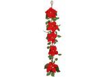 Kunstgirlande I.GE.A. "Poinsettiaranke", rot, B:25cm H:115cm L:10cm, Polyester, Kunstpflanzen, Kunstgirlande, Weihnachtsgirlande Girlande Christstern Weihnachtsdeko Weihnachtsstern