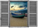 Wandtattoo QUEENCE "Boote am Strand", bunt, B:80cm H:60cm T:0,1cm, Wandtattoos, Wandtattoo, Wandsticker, Wandbild, selbstklebend, 3D, Fenster