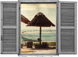 Wandtattoo QUEENCE "Palapa", bunt, B:80cm H:60cm T:0,1cm, Wandtattoos, Wandtattoo, Wandsticker, Wandbild, selbstklebend, 3D, Fenster