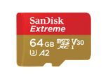 SANDISK Speicherkarte "microSDXC Extreme", rot (gold, rot), 64 GB, Speicherkarten, Speicherkarte